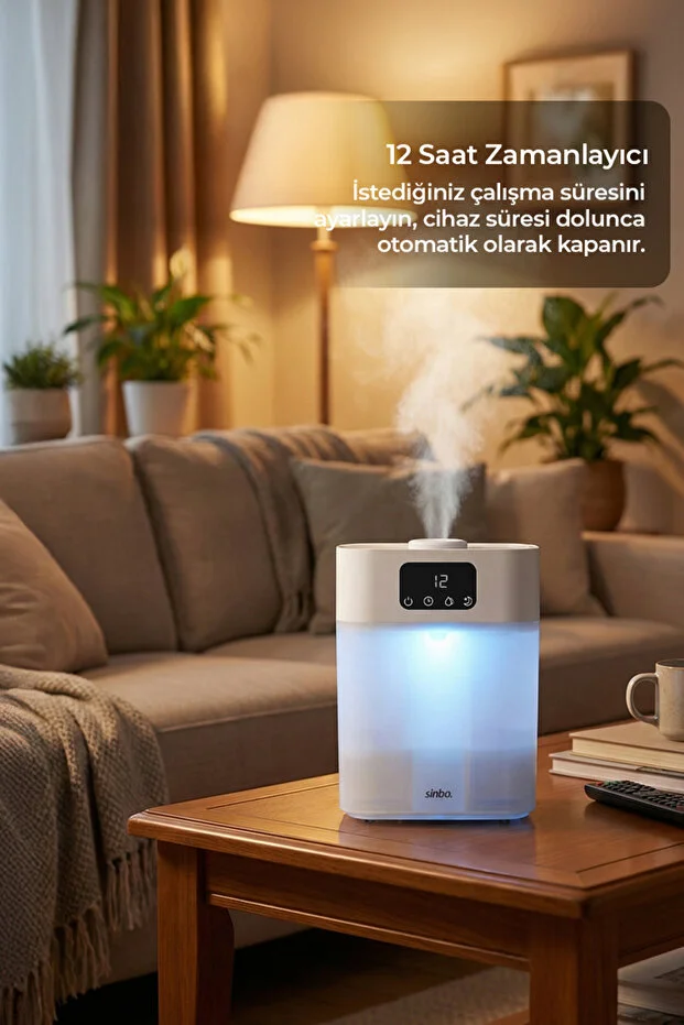 5.5L Ultrasonik Hava Nemlendirici 7 Modlu Gece Lambası Saat Ayarlı ve Sessiz Çalışma